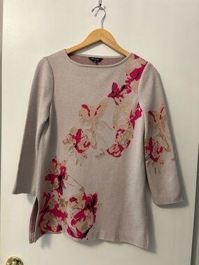 Misook Floral Soft-Knit Patterned Tunic Sweater XS